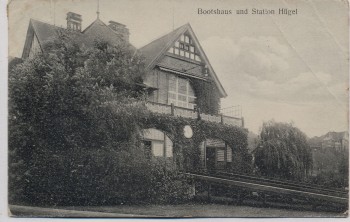 AK Essen Bootshaus und Station Hügel 1908