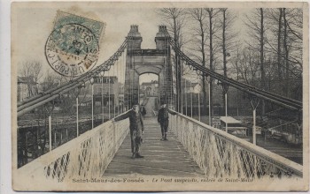 AK Saint-Maur-des-Fossés Le Pont suspendu Frankreich 1908 RAR