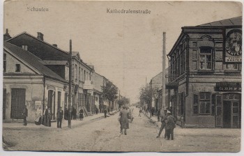 AK Schaulen Šiauliai Kathedralenstraße mit Menschen Feldpost Ostpreußen Litauen 1915 RAR