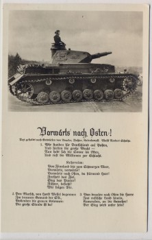 VERKAUFT !!!   AK Liedkarte Vorwärts nach Osten ! Panzer 2.WK 1942