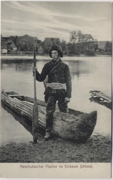 AK Kaschubei Kaszuby Fischer im Einbaum Mann Pommerellen Pommern Polen 1910 RAR