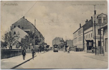 VERKAUFT !!!   AK Leipzig Probstheida Straßenansicht mit Straßenbahn und Restauration 1910 RAR