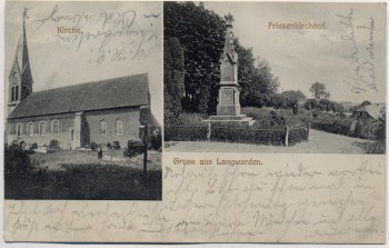 AK Gruss aus Langwarden Kirche Friesenkirchhof Butjadingen Wesermarsch 1910