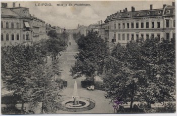 AK Leipzig Blick in die Waldstraße mit Brunnen 1910 RAR