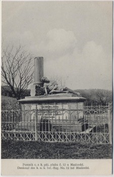 AK Máslojedy Masloved bei Hradec Králové Schlachtfeld bei Königgrätz 1866 Denkmal k. u. k. Inf.-Reg. No. 12 Tschechien 1910