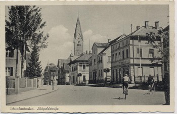 AK Schwabmünchen Luitpoldstraße Radfahrer 1935