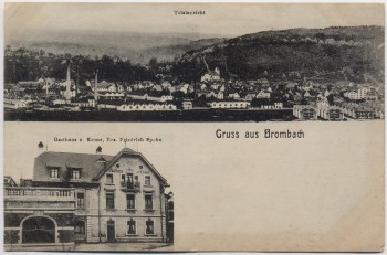 AK Gruss aus Brombach bei Lörrach Totalansicht Gasthaus zur Krone 1910