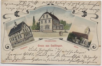 AK Gruss aus Hailfingen bei Tailfingen Schulhaus Kirche Schwesternhaus 1900 RAR