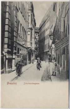 VERKAUFT !!!   AK Dresden Schuhmachergasse mit Menschen 1910 RAR