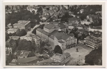 VERKAUFT !!!   AK Foto Weimar Nationaltheater mit Schiller-Goethe-Denkmal Fliegeraufnahme 19018 1940