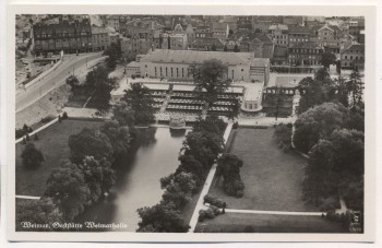 VERKAUFT !!!   AK Foto Weimar Gaststätte Weimarhalle Fliegeraufnahme 17659 1940