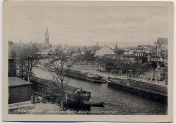 AK Bromberg Bydgoszcz Stadtansicht mit Schiffen Westpreußen Polen 1930