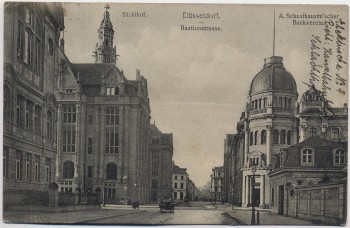AK Düsseldorf Bastionstrasse Stahlhof A. Schaafhausenscher Bankverein 1915