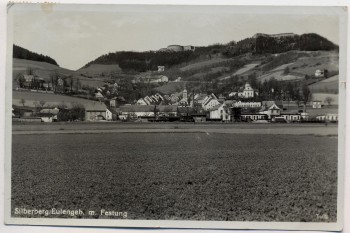 AK Foto Silberberg Srebrna Góra Stoszowice Eulengebirge Ortsansicht mit Festung Schlesien Polen 1937