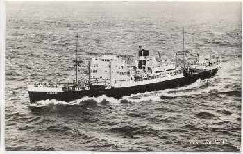 AK Foto MS Rijnkerk N. V. Vereenigde Nederlandsche Scheepvaartmaattschappij Schiffspost 1961