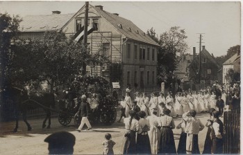 AK Foto Burgstädt Festumzug Gesangsverein Euterpe Straßenansicht 1910 RAR