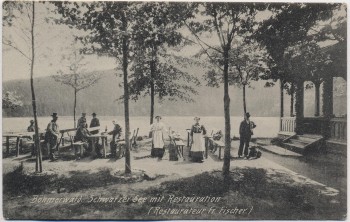 AK Böhmerwald Šumava Schwarzer See mit Restauration bei Markt Eisenstein Železná Ruda Böhmen Tschechien 1909 RAR