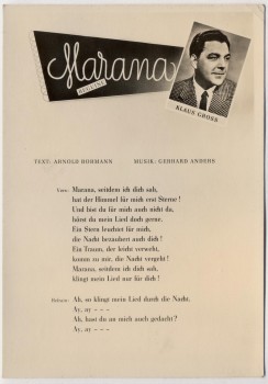 AK Liedkarte Klaus Gross Marana Beguine 1957