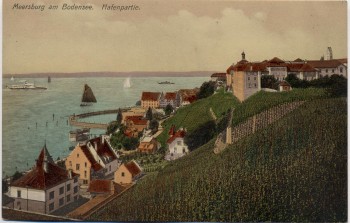 AK Meersburg am Bodensee Ortsansicht mit Hafenpartie 1910