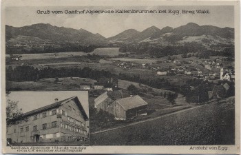 AK Egg Vorarlberg Gruß vom Gasthof Alpenrose Kaltenbrunnen Österreich 1926