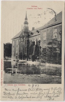 AK Gruss aus Gödens Schloss Ansicht vom Park Sande Friesland 1903