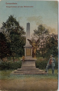 AK Germersheim Kriegerdenkmal auf dem Militärfriedhof 1919