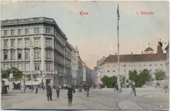 AK Wien 1.Wollzeile Menschen mit Cafe Österreich 1908 RAR
