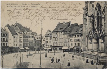 AK Mülhausen Mulhouse Partie am Rathaus-Platz Elsass Frankreich 1906