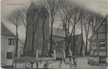 AK Middelfart Kirke viele Menschen Syddanmark Dänemark 1910