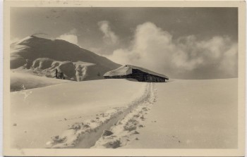 AK Foto Berwang in Tirol Reuttener Hütte im Winter mit Reinberg Österreich 1941