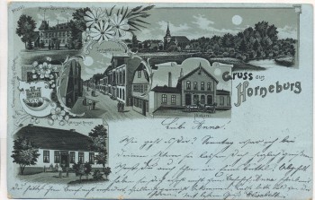 AK Gruss aus Horneburg Mondschein Molkerei Rittergut Langestrasse 1899