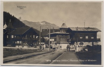 AK Foto Leukerbad Montana Pension Rawyi et Mirabeau Wallis Schweiz 1940