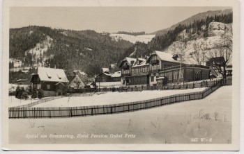 AK Foto Spital am Semmering Hotel Pension Onkel Fritz im Winter Steiermark Österreich 1940