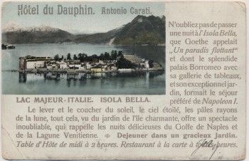 AK Isola Bella Lago Maggiore Hotel du Dauphin Stresa Piemont Italien 1900