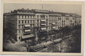 AK Wien Grand Hotel mit Straßenbahn Österreich 1920