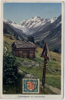 AK Lötschental mit Lötschenlücke bei Wiler (Lötschen) Wallis Schweiz 1929