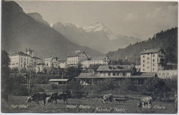 AK Thusis Bahnhof mit Hotel Post Rhätia Albulu Graubünden Schweiz 1910 RAR