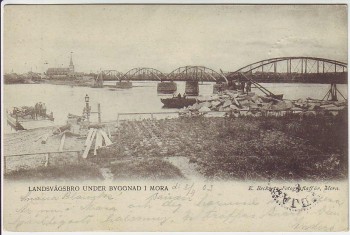 AK Mora Landsvägsbro under Byggnad Dalarna Schweden 1903