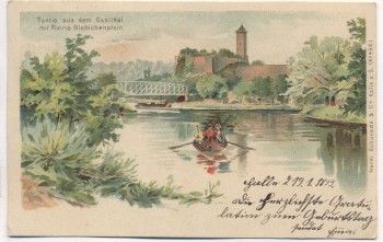 AK Partie aus dem Saaletal mit Ruine Giebichenstein b. Halle / Saale 1899