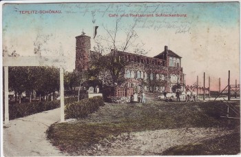 AK Teplitz-Schönau Teplice Cafe und Restaurant Schlackenburg Böhmen Tschechien 1912