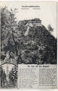AK Oybin böhmische sächsische Hochwaldbauden mit der Sage vom Hochwald 1921