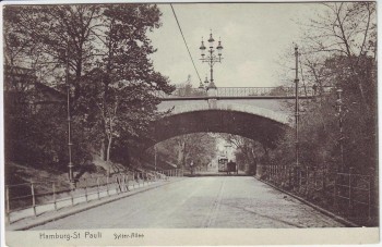 AK Hamburg St. Pauli Sylter Allee mit Brücke 1906 RAR