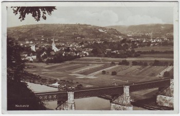 AK Foto Neckarelz Ortsansicht mit Brücke bei Mosbach 1930