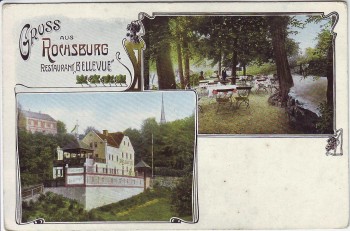 AK Gruss aus Rochsburg Restaurant Bellevue bei Lunzenau 1910