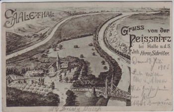 AK Gruss von der Peissnitz Peißnitzhaus Peißnitzinsel Halle an der Saale 1905