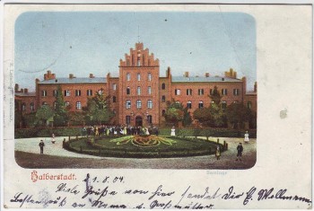 AK Halberstadt Seminar mit Menschen 1904