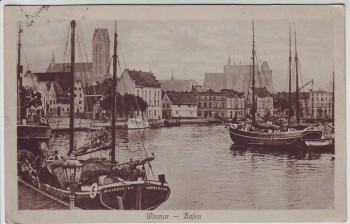 AK Wismar Blick in Hafen mit Segelschiff Auguste 1926