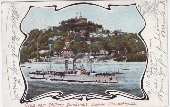 AK Gruss vom Süllberg Blankenese Schönster Elbaussichtspunkt mit Schiff Hamburg 1902