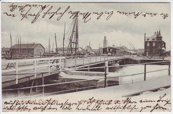 AK Nordseebad Cuxhaven Neue Drehbrücke beim alten Hafen 1906