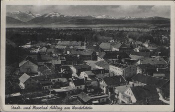 AK Stadt- und Moorbad Aibling am Wendelstein Stempel Fliegerhorst Erding Feldpost 1940